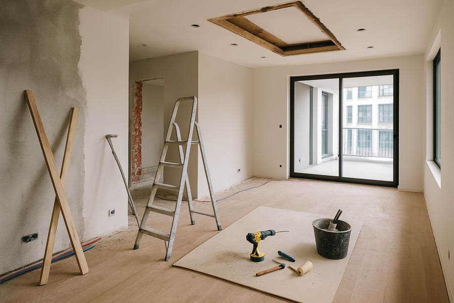 Travaux de rénovation en cours dans un appartement moderne
